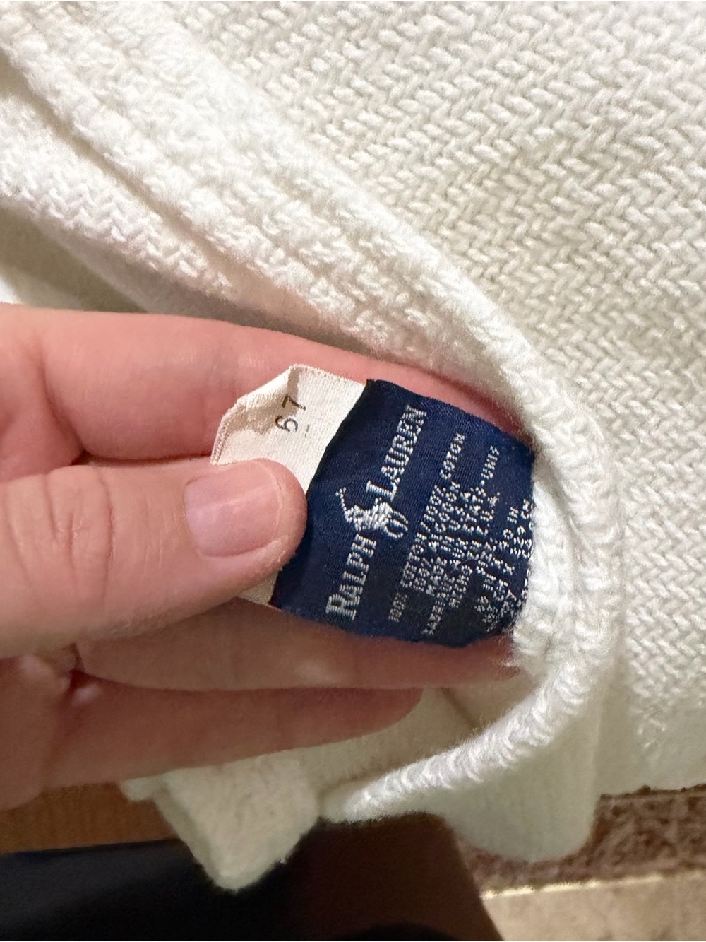 Ralph Lauren White Textured Throw Blanket
